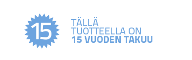 tällä tuotteella on 15 vuoden takuu